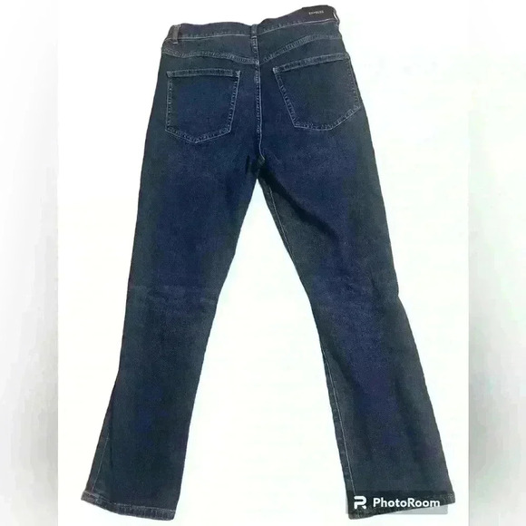 Express Slim Super High Rise Dark Wash Distressed Jeans | Size 6R | Size 6 - Picture 3 of 4